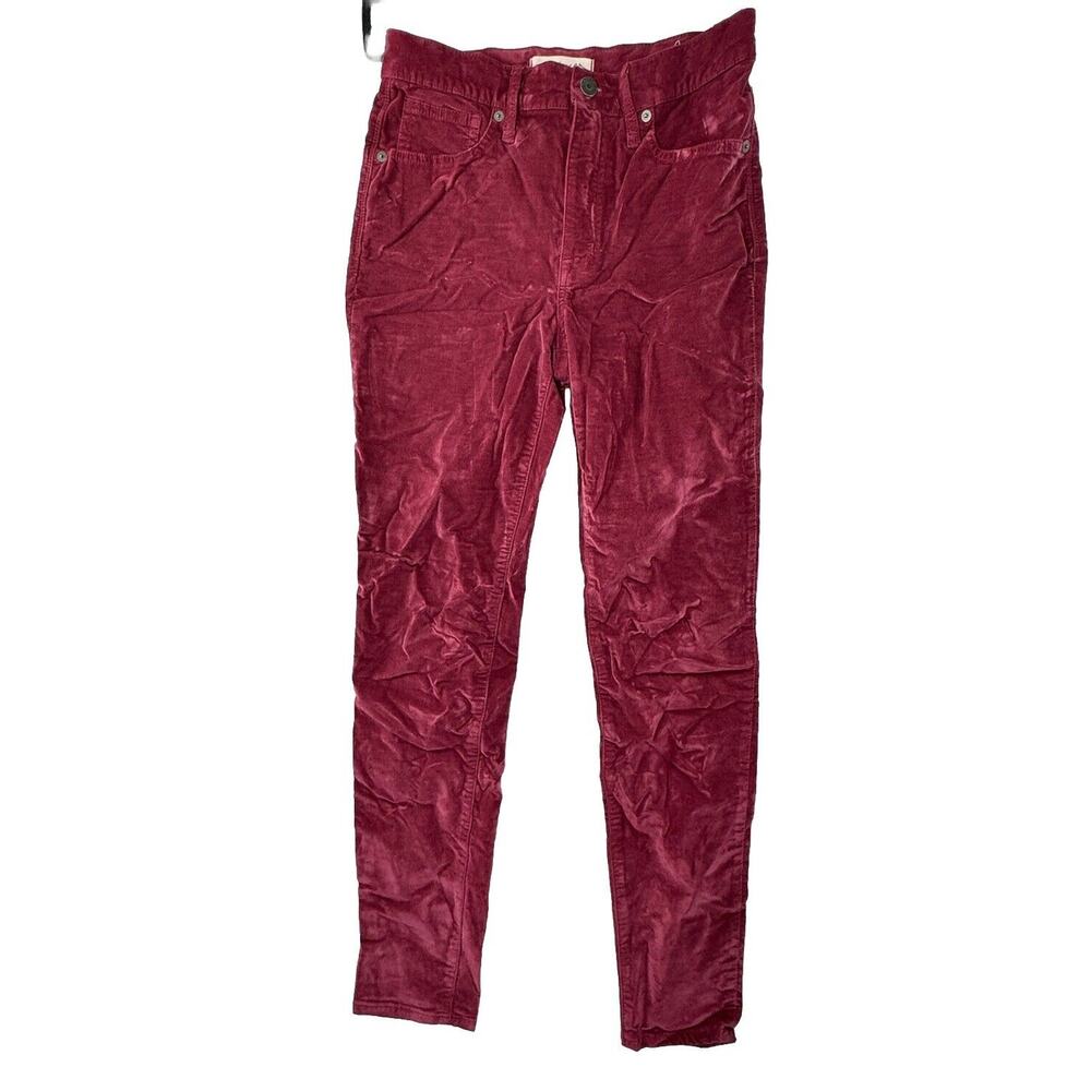 Madewell 10” High Rise Skinny Jeans Corduroy Pants Women’s Size 27 Maroon